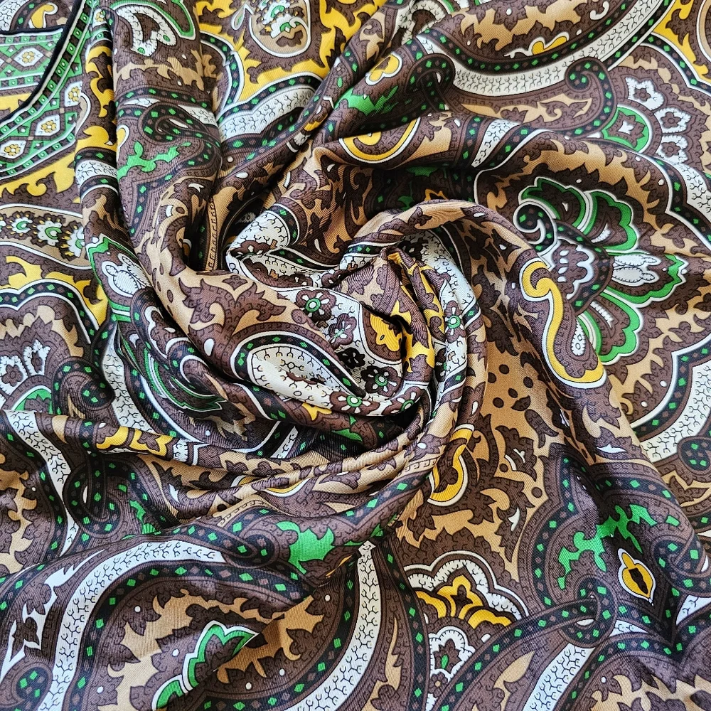 2012 Talbots 100% Silk Elegant Paisley Square Bandana 34